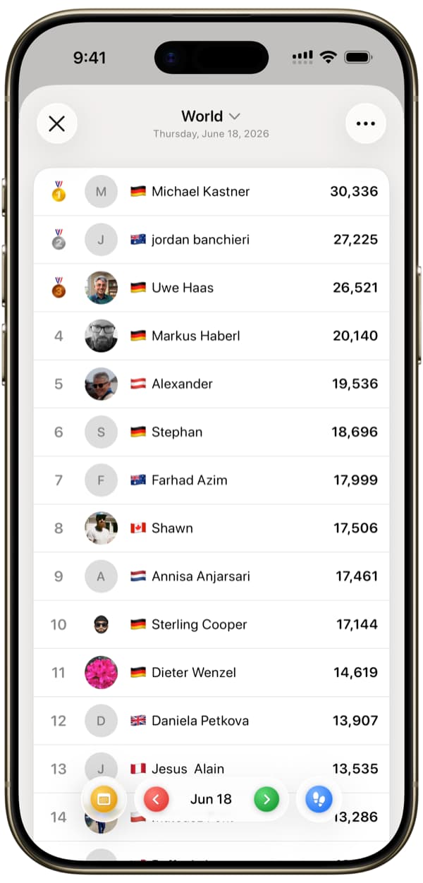 Stepboard dans l'application Steps