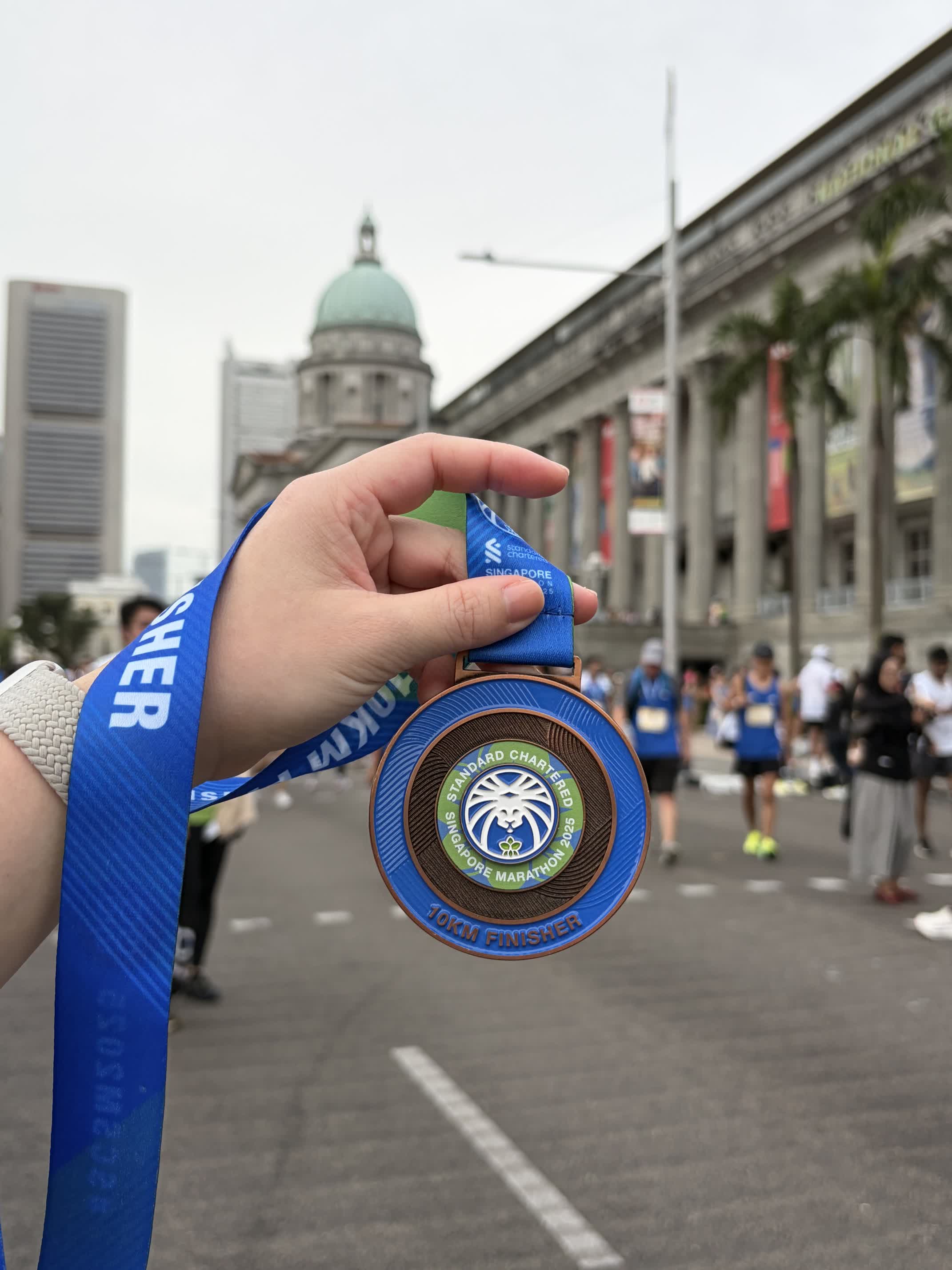 Post-race celebration with medals