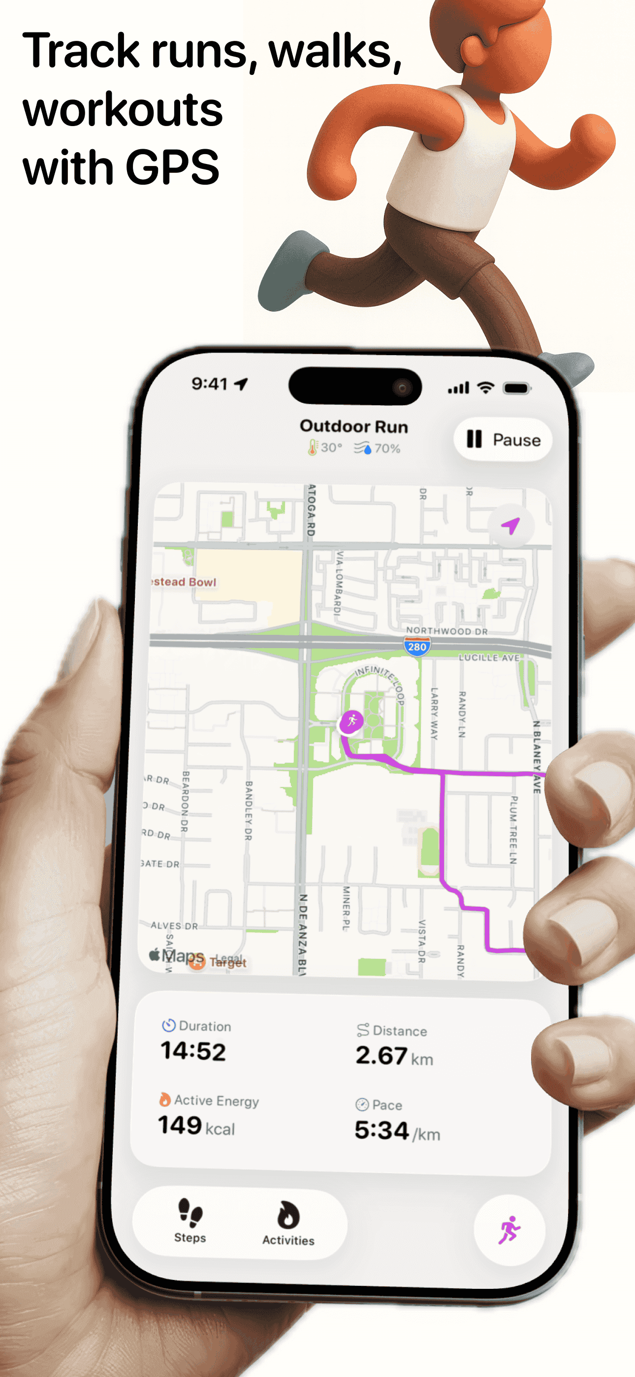 Steps app showing weekly activity charts