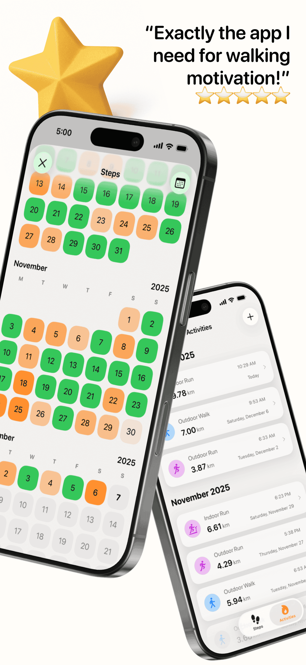 Steps app showing personal records