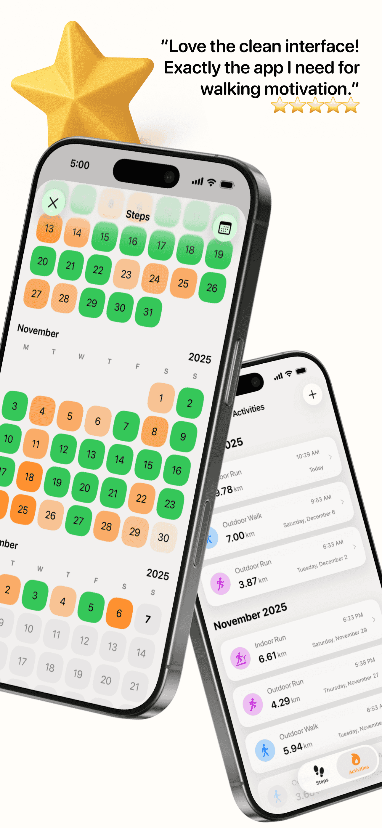 Steps app showing personal records
