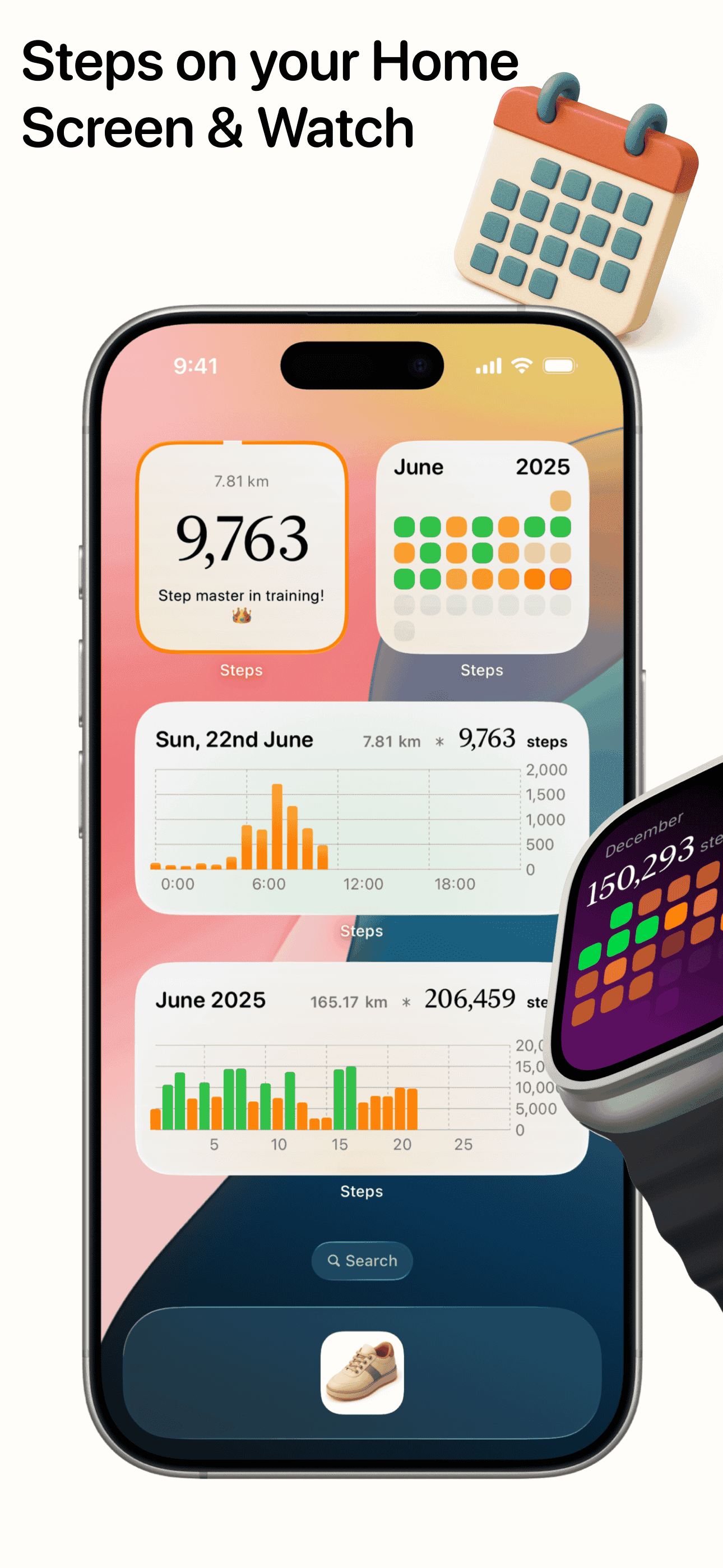 Steps app showing goal settings