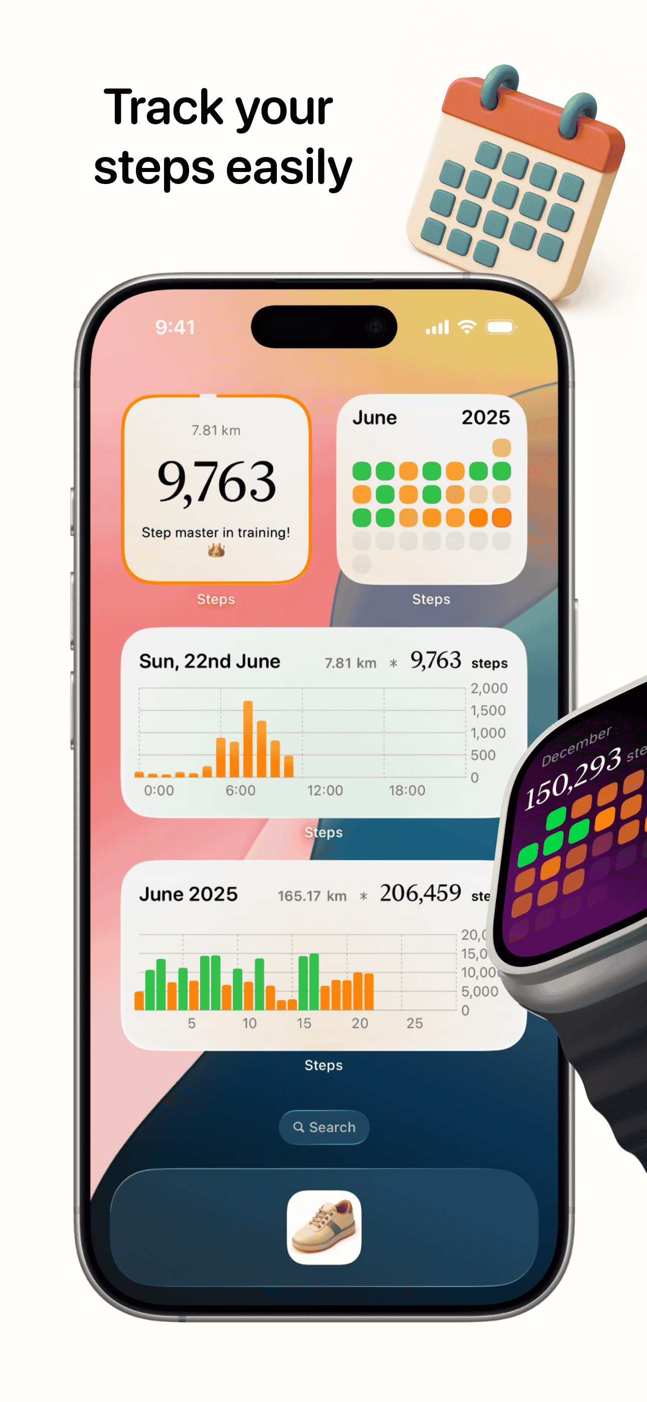 Steps app showing goal settings