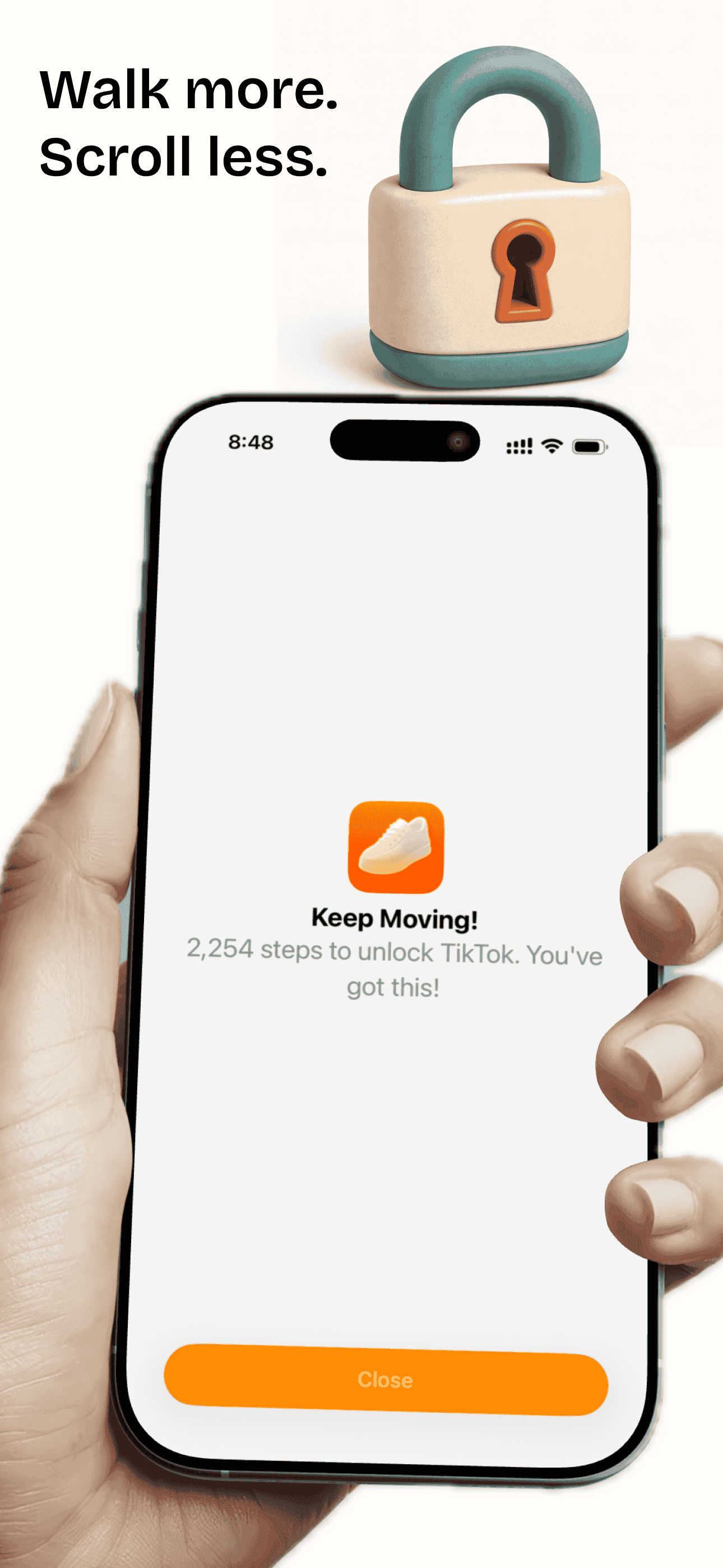 Steps app showing goal settings